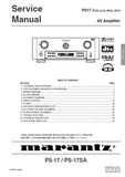 MARANTZ PS-17 PS-17SA AV AMPLIFIER SERVICE MANUAL INC BLK DIAG PCBS SCHEM DIAGS AND PARTS LIST 52 PAGES ENG