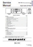 MARANTZ SA-11S1 SUPER AUDIO CD PLAYER SERVICE MANUAL INC BLK DIAG PCBS SCHEM DIAGS AND PARTS LIST 80 PAGES ENG