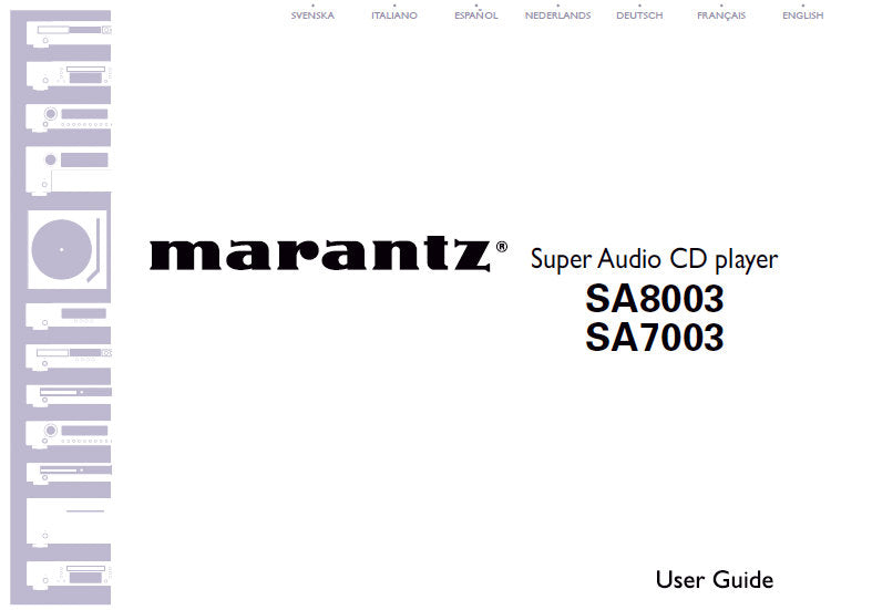 MARANTZ SA8260 SUPER AUDIO CD PLAYER SERVICE MANUAL INC BLK DIAG PCBS SCHEM DIAGS AND PARTS LIST 46 PAGES ENG
