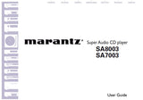 MARANTZ SA7003 SA8003 SUPER AUDIO CD PLAYER USER GUIDE 34 PAGES ENG