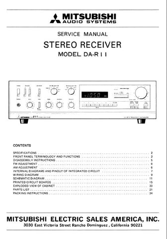 MITSUBISHI DA-R11 FM AM STEREO RECEIVER SERVICE MANUAL INC PCBS WIRING DIAG SCHEM DIAG AND PARTS LIST 19 PAGES ENG