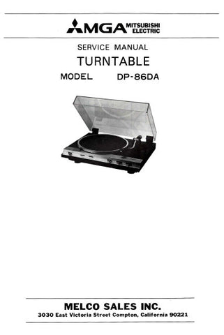 MITSUBISHI DP-86DA TURNTABLE SERVICE MANUAL INC WIRING DIAG PCBS SCHEM DIAG AND PARTS LIST 16 PAGES ENG