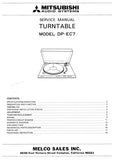 MITSUBISHI DP-EC7 TURNTABLE SERVICE MANUAL INC WIRING DIAG PCBS SCHEM DIAG AND PARTS LIST 18 PAGES ENG