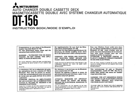 MITSUBISHI DT-156 AUTO CHANGER DOUBLE CASSETTE DECK INSTRUCTION BOOK AND BEDIENUNGSANLEITUNG INC CONN DIAGS AND TRSHOOT GUIDE 26 PAGES ENG