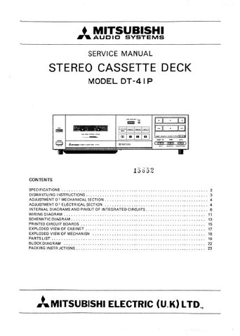 MITSUBISHI DT-41P STEREO CASSETTE DECK SERVICE MANUAL BOOK INC BLK DIAG PCBS WIRING DIAG SCHEM DIAG AND PARTS LIST 26 PAGES ENG