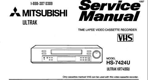 MITSUBISHI HS-7424U TIME LAPSE VIDEO CASSETTE RECORDER SERVICE MANUAL BOOK INC PCBS SCHEM DIAGS AND PARTS LIST 103 PAGES ENG