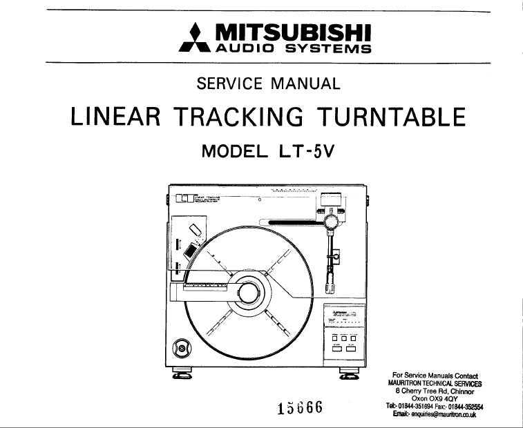 MITSUBISHI LT-5V LINEAR TRACKING TURNTABLE SERVICE MANUAL BOOK INC WIRING DIAG PCBS SCHEM DIAG AND PARTS LIST 18 PAGES ENG