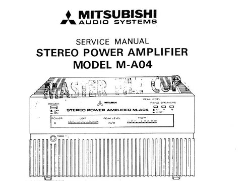 MITSUBISHI M-A04 STEREO POWER AMPLIFIER SERVICE MANUAL INC WIRING DIAG PCBS SCHEM DIAG AND PARTS LIST 14 PAGES ENG