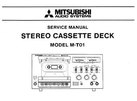 MITSUBISHI M-T01 STEREO CASSETTE DECK SERVICE MANUAL BOOK INC PCBS SCHEM DIAGS AND PARTS LIST 24 PAGES ENG