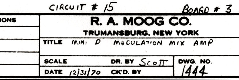 MOOG MINIMOOG MODEL D SYNTHESIZER SCHEMATIC DIAGRAMS 14 PAGES ENG