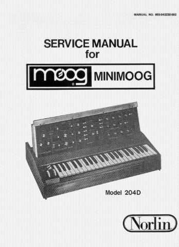 MOOG MINIMOOG MODEL 204D SYNTHESIZER SERVICE MANUAL INC BLK DIAG PCBS SCHEM DIAGS AND PARTS LIST 82 PAGES ENG