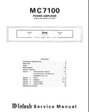 McINTOSH MC7100 STEREO POWER AMPLIFIER SERVICE MANUAL INC BLK DIAG PCBS SCHEM DIAGS AND PARTS LIST 16 PAGES ENG