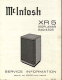 McINTOSH XR5 ISOPLANAR RADIATOR SERVICE INFORMATION INC PCB SCHEM DIAG AND PARTS LIST 8 PAGES ENG