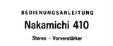 NAKAMICHI 410 STEREO-VORVERSTARKER BEDIENUNGSANLEITUNG 8 SEITE DEUT