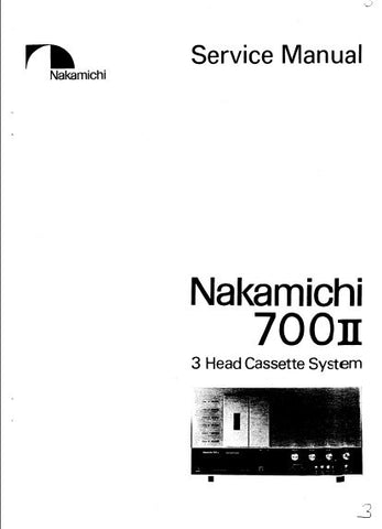 NAKAMICHI 700ii 3 HEAD STEREO CASSETTE SYSTEM SERVICE MANUAL INC BLK DIAGS WIRING DIAG LEVEL DIAG SCHEMS PCBS AND PARTS LIST 91 PAGES ENG