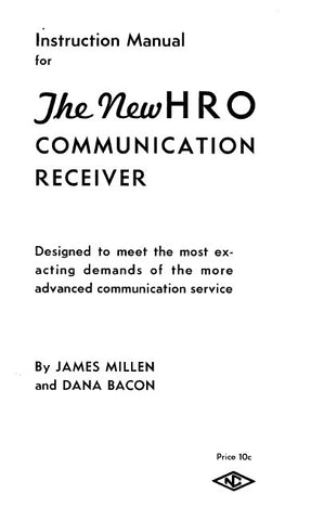 NATIONAL HRO COMMUNICATION RECEIVER INSTRUCTION MANUAL INC SCHEM DIAGS AND PARTS LIST 20 PAGES ENG