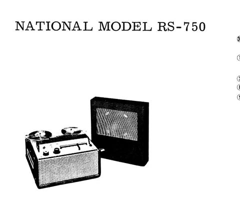NATIONAL RS-750 STEREO REEL TO REEL TAPE RECORDER SERVICE MANUAL INC PCBS SCHEM DIAG AND PARTS LIST 15 PAGES ENG