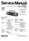 NATIONAL RX-FD80F STEREO RADIO CASSETTE RECORDER SERVICE MANUAL INC PCBS SCHEM DIAGS AND PARTS LIST 35 PAGES ENG