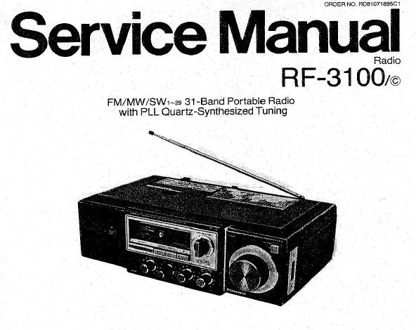 NATIONAL RF-3100 FM MW SW 31 BAND PORTABLE RADIO SERVICE MANUAL INC SCHEM DIAGS PCB'S AND PARTS LIST 32 PAGES ENG