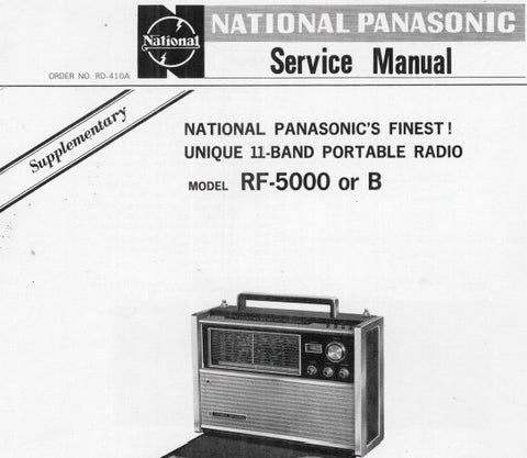NATIONAL RF-5000 RF-5000B 11 BAND PORTABLE RADIO SERVICE MANUAL INC SCHEM DIAG PCB'S AND PARTS LIST 28 PAGES ENG