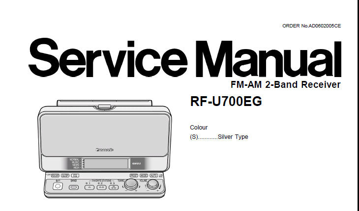 NATIONAL RF-U700EG FM AM 2 BAND RECEIVER SERVICE MANUAL INC SCHEM DIAGS PCB'S WIRING CONN DIAG AND PARTS LIST 26 PAGES ENG