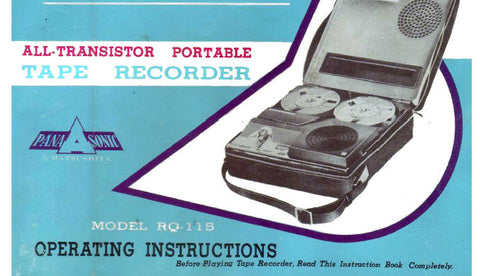 NATIONAL RQ-115 PORTABLE REEL TO REEL TAPE RECORDER OPERATING INSTRUCTIONS INC CONN DIAGS AND SCHEM DIAG 20 PAGES ENG