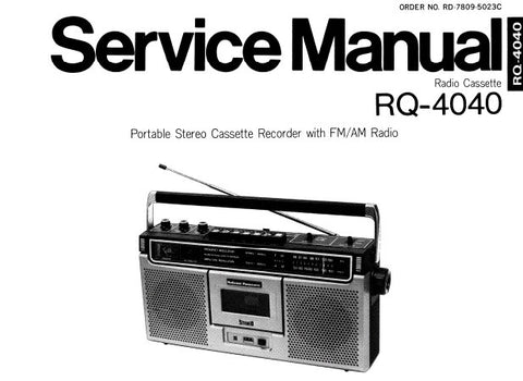 NATIONAL RQ-4040 PORTABLE STEREO CASSETTE RECORDER WITH FM AM RADIO SERVICE MANUAL INC BLK DIAG SCHEM DIAG PCB'S WIRING CONN DIAG AND PARTS LIST 20 PAGES ENG
