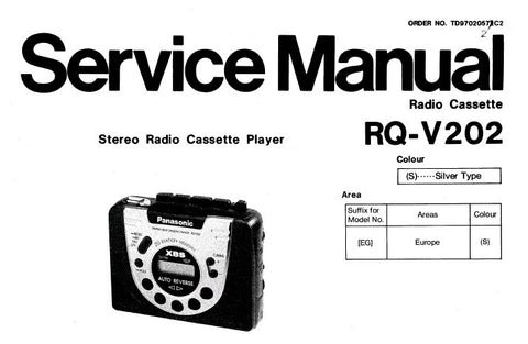 NATIONAL RQ-V202 STEREO RADIO CASSETTE PLAYER SERVICE MANUAL INC SCHEM DIAGS PCB'S AND PARTS LIST 13 PAGES ENG
