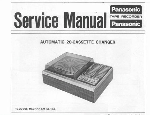NATIONAL RS-296US AUTOMATIC COMPACT 20 CASSETTE CHANGER SERVICE MANUAL INC SCHEM DIAGS PCB'S AND PARTS LIST 45 PAGES ENG