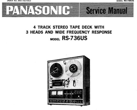 NATIONAL RS-736US 4 TRACK STEREO REEL TO REEL TAPE RECORDER SERVICE MANUAL INC PCB'S SCHEM DIAG AND PARTS LIST 36 PAGES ENG