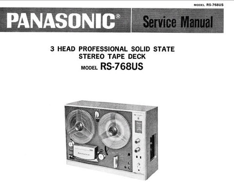NATIONAL RS-768US 3 HEAD PROFESSIONAL SOLID STATE STEREO TAPE DECK SERVICE MANUAL INC BLK DIAG TRSHOOT GUIDE PCB'S WIRING CONN DIAG SCHEM DIAG AND PARTS LIST 37 PAGES ENG