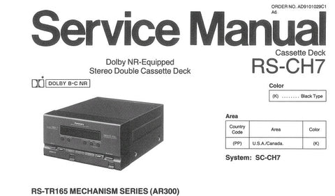 NATIONAL RS-CH7 STEREO CASSETTE TAPE DECK SERVICE MANUAL INC BLK DIAG SCHEM DIAGS PCB'S AND PARTS LIST 26 PAGES ENG