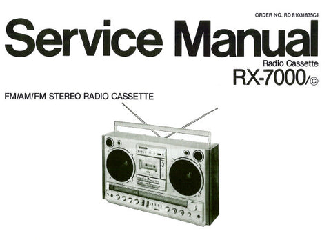 NATIONAL RX-7000 FM AM FM STEREO RADIO CASSETTE SERVICE MANUAL INC SCHEM DIAGS PCB'S WIRING CONN DIAG BLK DIAG AND PARTS LIST 40 PAGES ENG