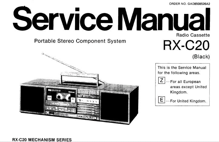 NATIONAL RX-C20 PORTABLE STEREO COMPONENT SERVICE MANUAL INC SCHEM DIAGS PCB'S WIRING CONN DIAG AND PARTS LIST 28 PAGES ENG