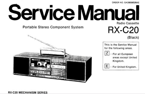 NATIONAL RX-C20 PORTABLE STEREO COMPONENT SERVICE MANUAL INC SCHEM DIAGS PCB'S WIRING CONN DIAG AND PARTS LIST 28 PAGES ENG