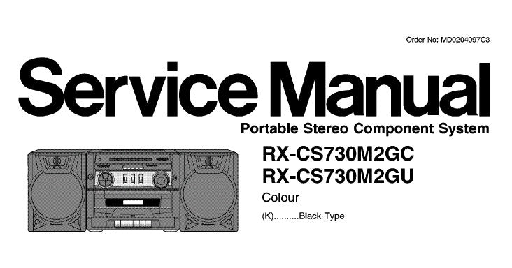 NATIONAL RX-CS730M2GC RX-CS730M2GU PORTABLE STEREO COMPONENT SYSTEM SERVICE MANUAL INC SCHEM DIAGS PCB'S WIRING CONN DIAG AND PARTS LIST 30 PAGES ENG
