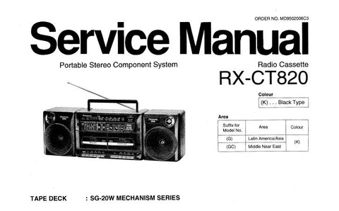 NATIONAL RX-CT820 PORTABLE STEREO COMPONENT SYSTEM SERVICE MANUAL INC SCHEM DIAG PCB'S WIRE CONN DIAG AND PARTS LIST 27 PAGES ENG