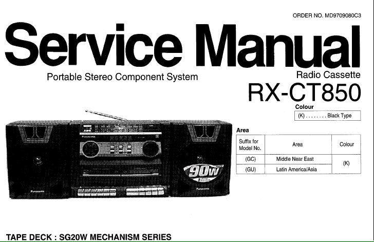 NATIONAL RX-CT850 PORTABLE STEREO COMPONENT SYSTEM SERVICE MANUAL INC WIRING CONN DIAG SCHEM DIAG PCB'S AND PARTS LIST 24 PAGES ENG