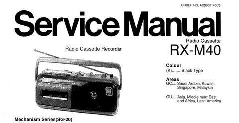 NATIONAL RX-M40 RADIO CASSETTE RECORDER SERVICE MANUAL INC SCHEM DIAG PCBS AND PARTS LIST 22 PAGES ENG