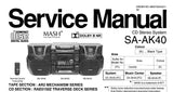NATIONAL SA-AK40 CD STEREO SYSTEM SERVICE MANUAL INC WIRING CONN DIAG BLK DIAG SCHEM DIAGS AND TRSHOOT GUIDE 32 PAGES ENG