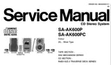 NATIONAL SA-AK600P SA-AK600PC CD STEREO SYSTEM SERVICE MANUAL INC SCHEM DIAGS PCB'S WIRING CONN DIAG TRSHOOT GUIDE AND PARTS LIST 76 PAGES ENG