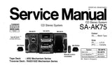NATIONAL SA-AK75 CD STEREO SYSTEM SERVICE MANUAL INC SCHEM DIAGS WIRING CONN DIAG AND BLK DIAG 38 PAGES ENG