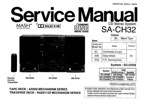 NATIONAL SA-CH32 CD STEREO SYSTEM SERVICE MANUAL INC BLK DIAG WIRING CONN DIAG SCHEM DIAGS AND PARTS LIST 59 PAGES ENG