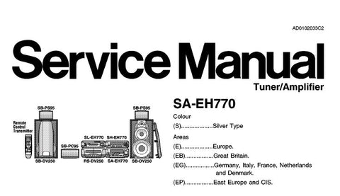 NATIONAL SA-EH770 TUNER AMPLIFIER SERVICE MANUAL INC SCHEM DIAGS PCB'S WIRING CONN DIAG BLK DIAG AND PARTS LIST 37 PAGES ENG