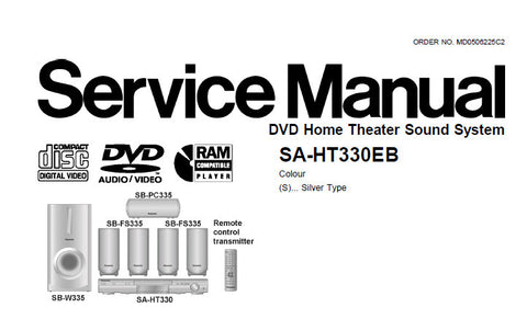 NATIONAL SA-HT330EB DVD HOME THEATER SOUND SYSTEM RECEIVER SERVICE MANUAL INC BLK DIAG SCHEM DIAGS PCB'S WIRING CONN DIAG AND PARTS LIST 116 PAGES ENG