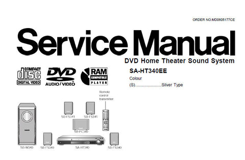NATIONAL SA-HT340EE DVD HOME THEATER SOUND SYSTEM SERVICE MANUAL INC WIRING CONN DIAG BLK DIAG SCHEM DIAGS PCB'S TRSHOOT GUIDE AND PARTS LIST 95 PAGES ENG