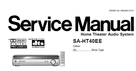 NATIONAL SA-HT40EE HOME THEATER AUDIO SYSTEM SERVICE MANUAL INC WIRING DIAGS BLK DIAG SCHEM DIAGS PCB'S AND PARTS LIST 73 PAGES ENG