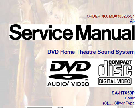 NATIONAL SA-HT650P DVD HOME THEATER SOUND SYSTEM SERVICE MANUAL INC  PARTS LIST 188 PAGES ENG