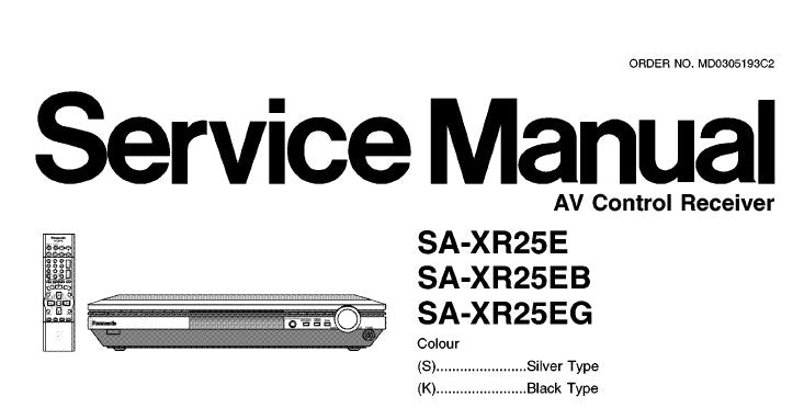 NATIONAL SA-XR25E SA-XR25EB SA-XR25EG AV CONTROL RECEIVER SERVICE MANUAL INC SCHEM DIAGS PCB'S BLK DIAG WIRING CONN DIAG AND PARTS LIST 81 PAGES ENG