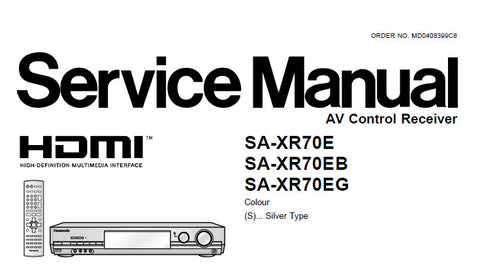 NATIONAL SA-XR70E SA-XR70EB SA-XR70EG AV CONTROL RECEIVER SERVICE MANUAL INC BLK DIAG SCHEM DIAGS PCB'S WIRING CONN DIAG AND PARTS LIST 129 PAGES ENG